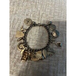 Vintage 1960’s MCM goldtone Charm Bracelet Movable Charms-scissors, ladder etc